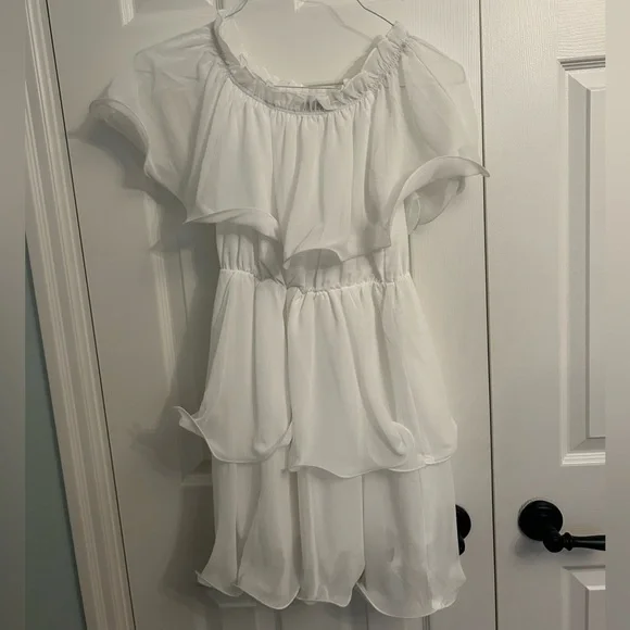 PrettyLittleThing White Ruffle Dress - Picture 2 of 5